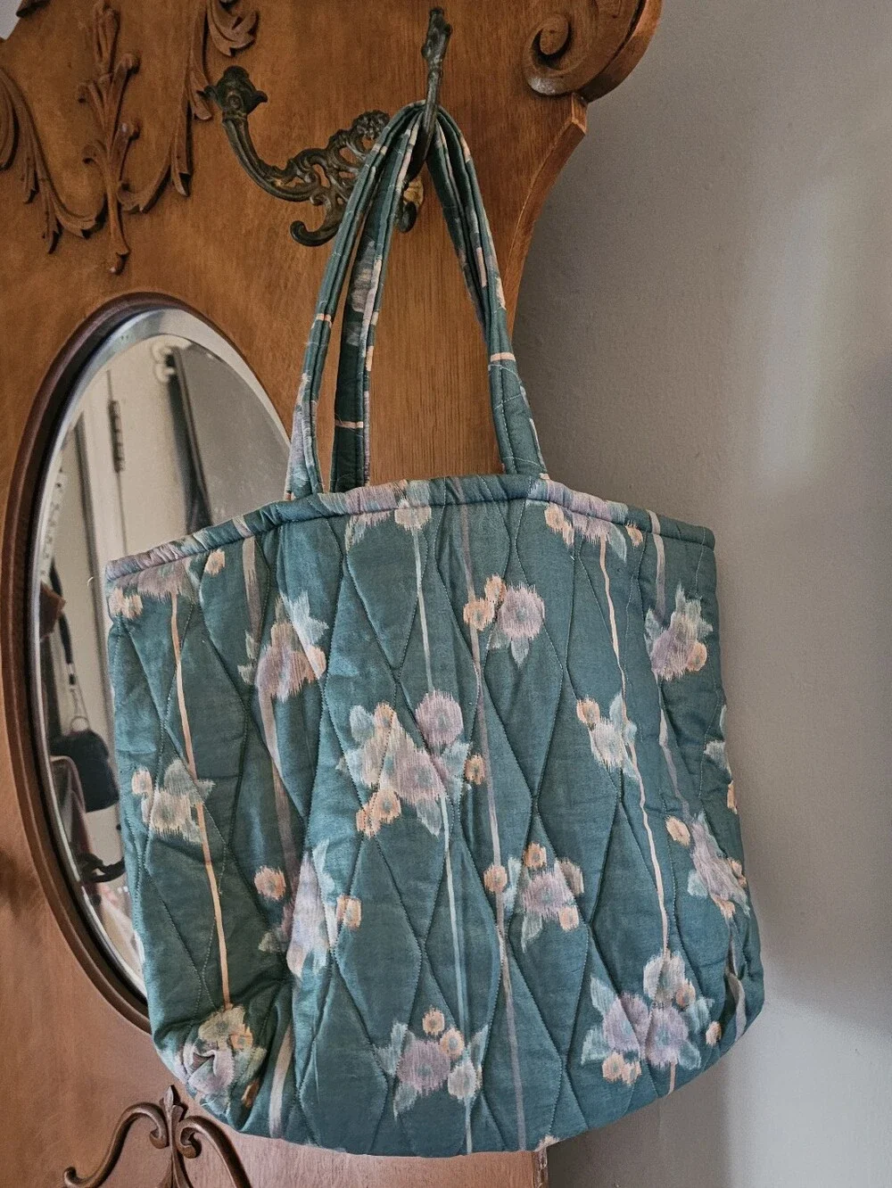 Vintage Ellen Originals Quilted Floral Tote Bag Made in USA Boho